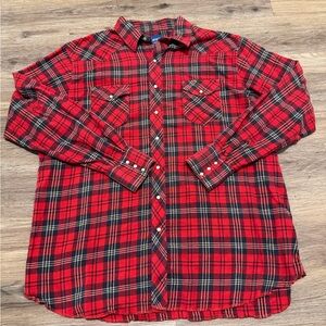 Vintage Wrangler Red and Black Checkered Button-Down Shirt